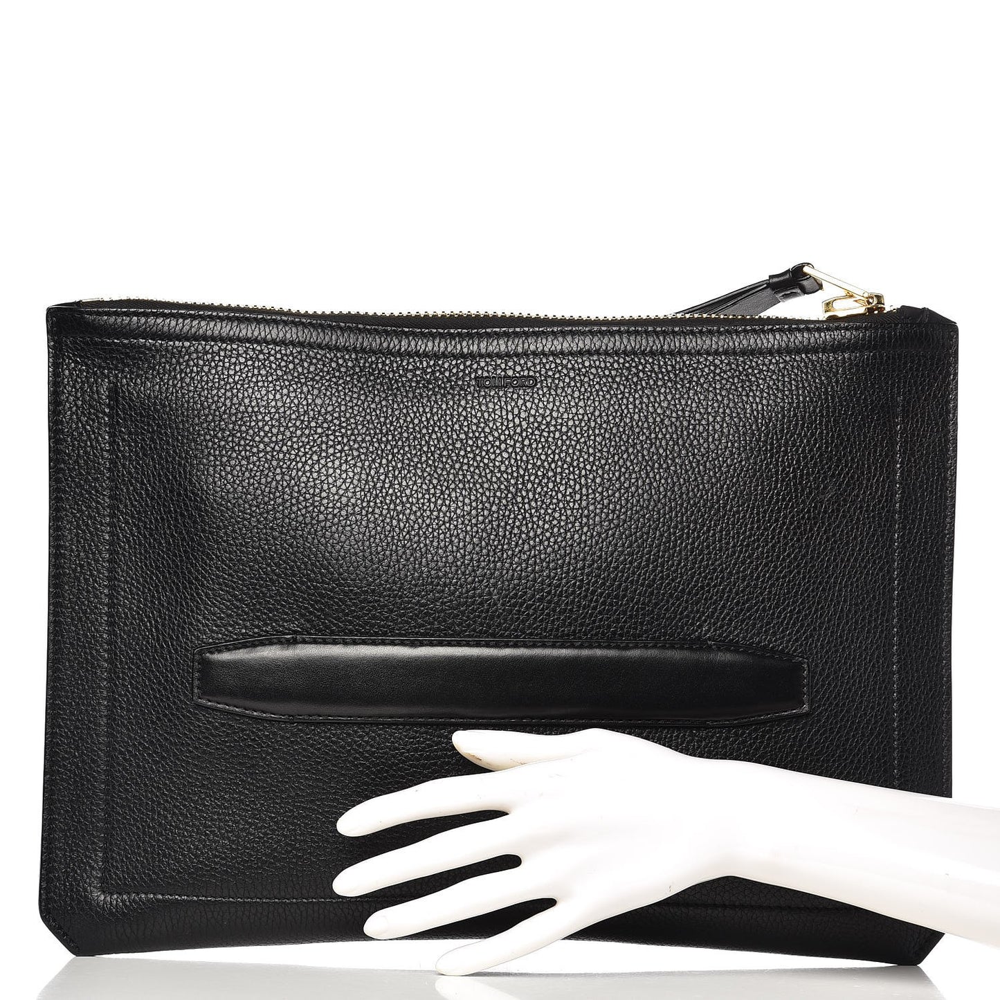 TOM FORD Calfskin Clutch With Handle Black