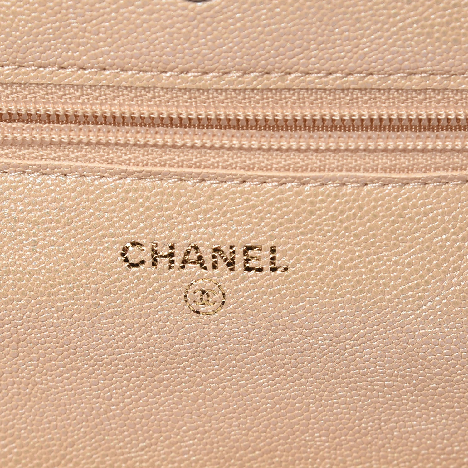 Chanel Iridescent Caviar Quilted Wallet On Chain WOC Beige 8 of 11