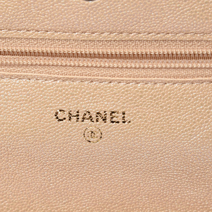 Chanel Iridescent Caviar Quilted Wallet On Chain WOC Beige 8 of 11