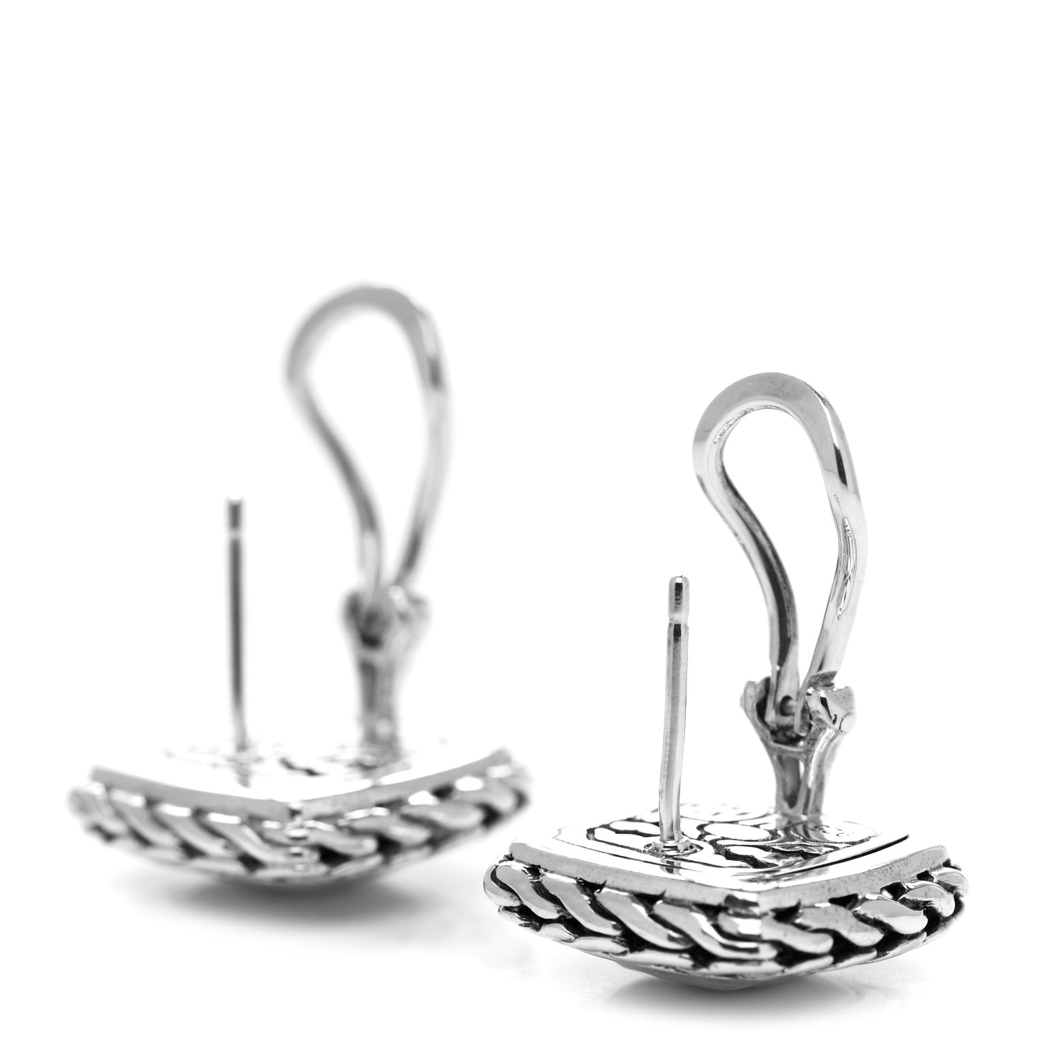 John Hardy Sterling Silver Classic Chain Square Hammered Stud Earrings 3 of 4