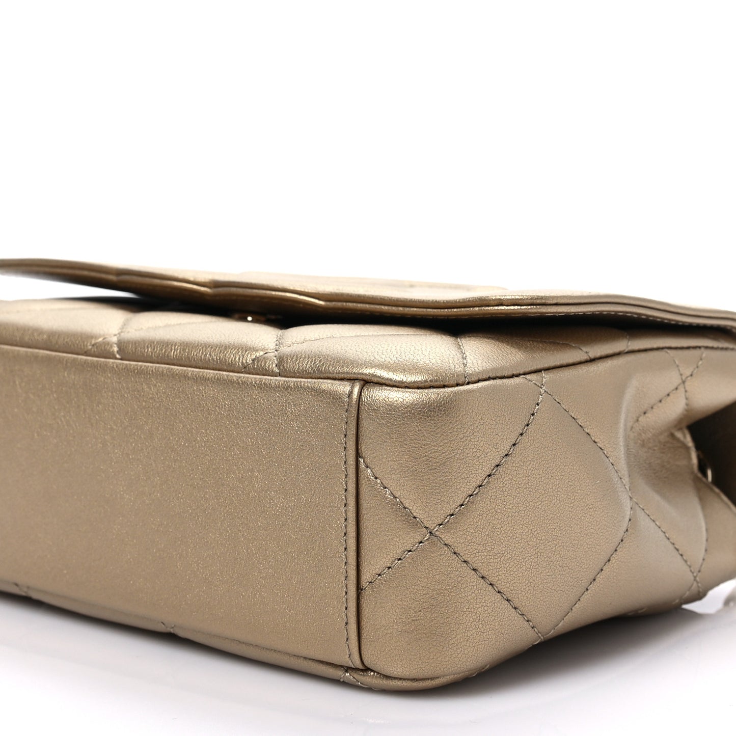 Metallic Lambskin Quilted Timeless CC Flap Gold
