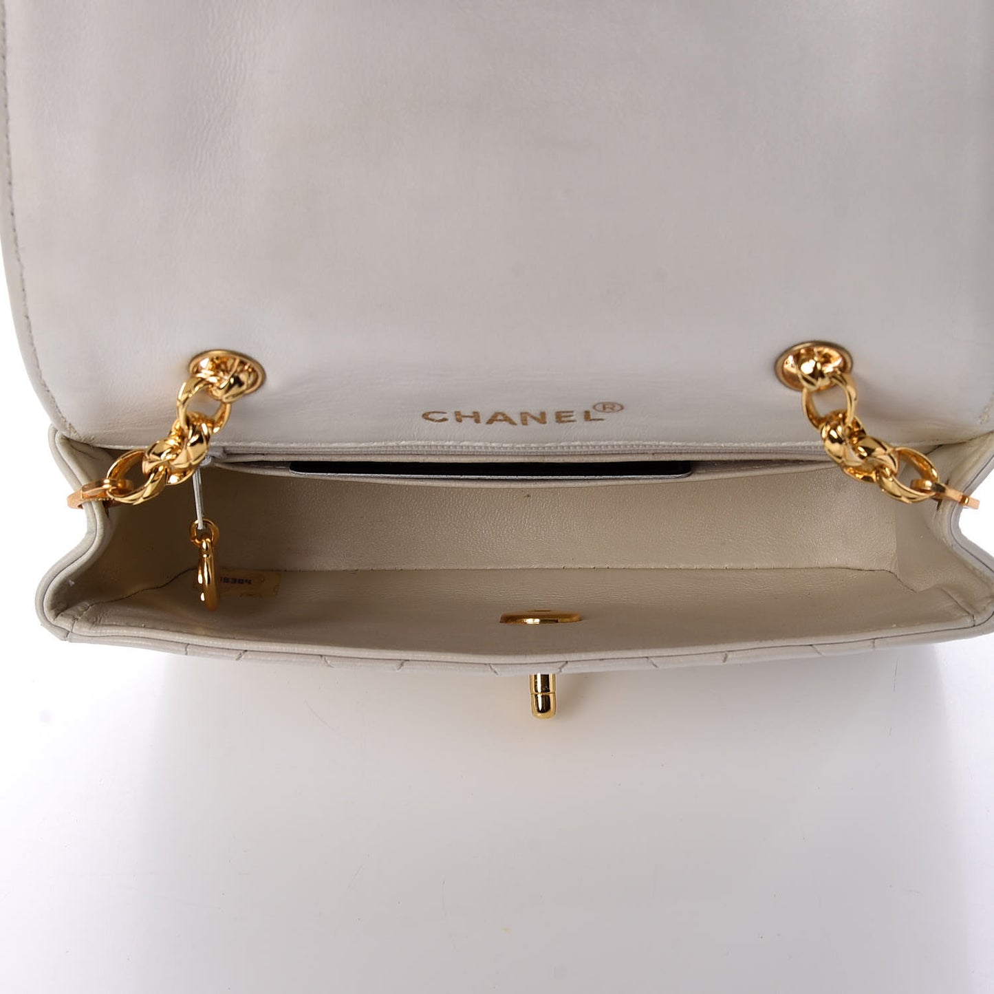 Lambskin Quilted Small Single Flap White