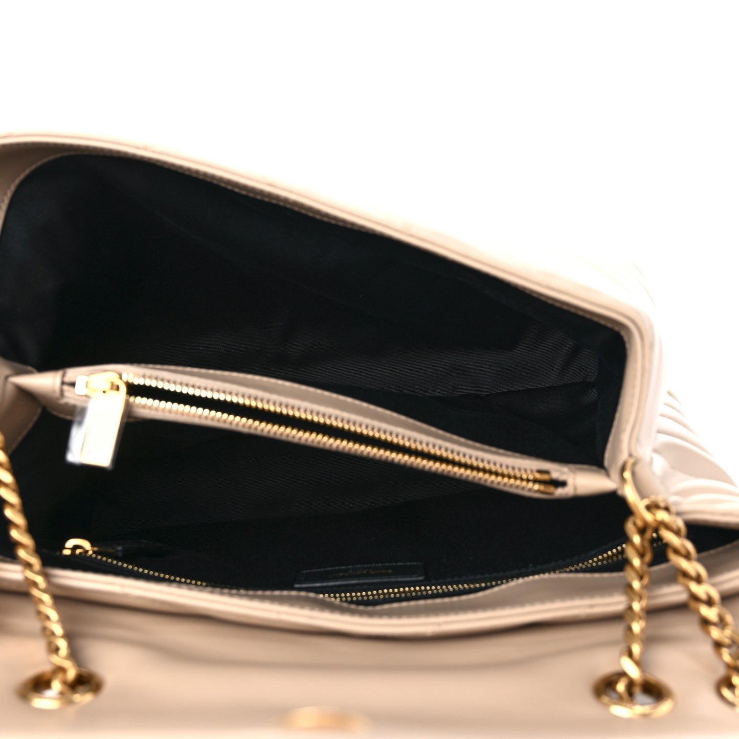 Calfskin Y Quilted Monogram Medium Loulou Chain Satchel Dark Beige