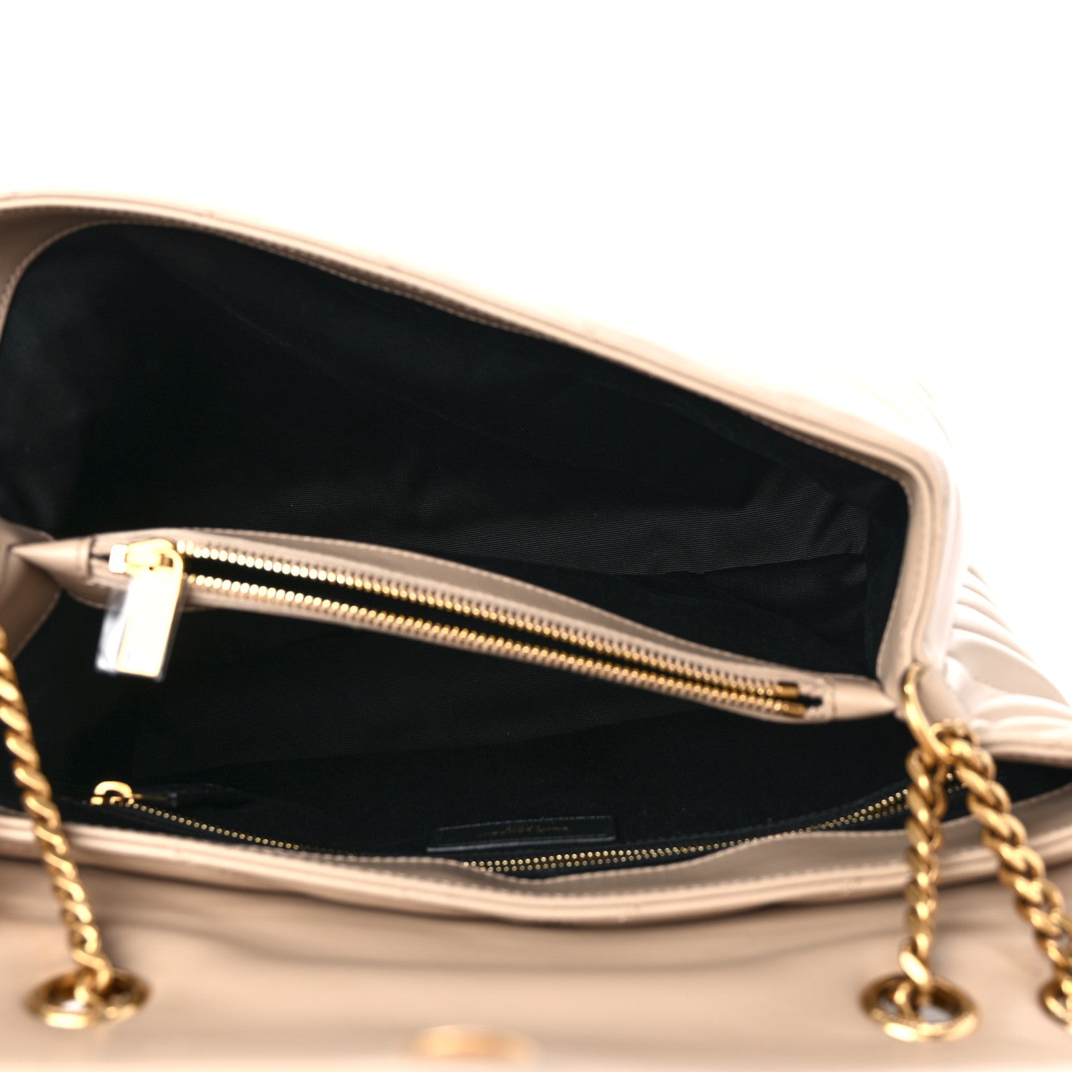 Saint Laurent Calfskin Y Quilted Monogram Medium Loulou Chain Satchel Dark Beige 5 of 10