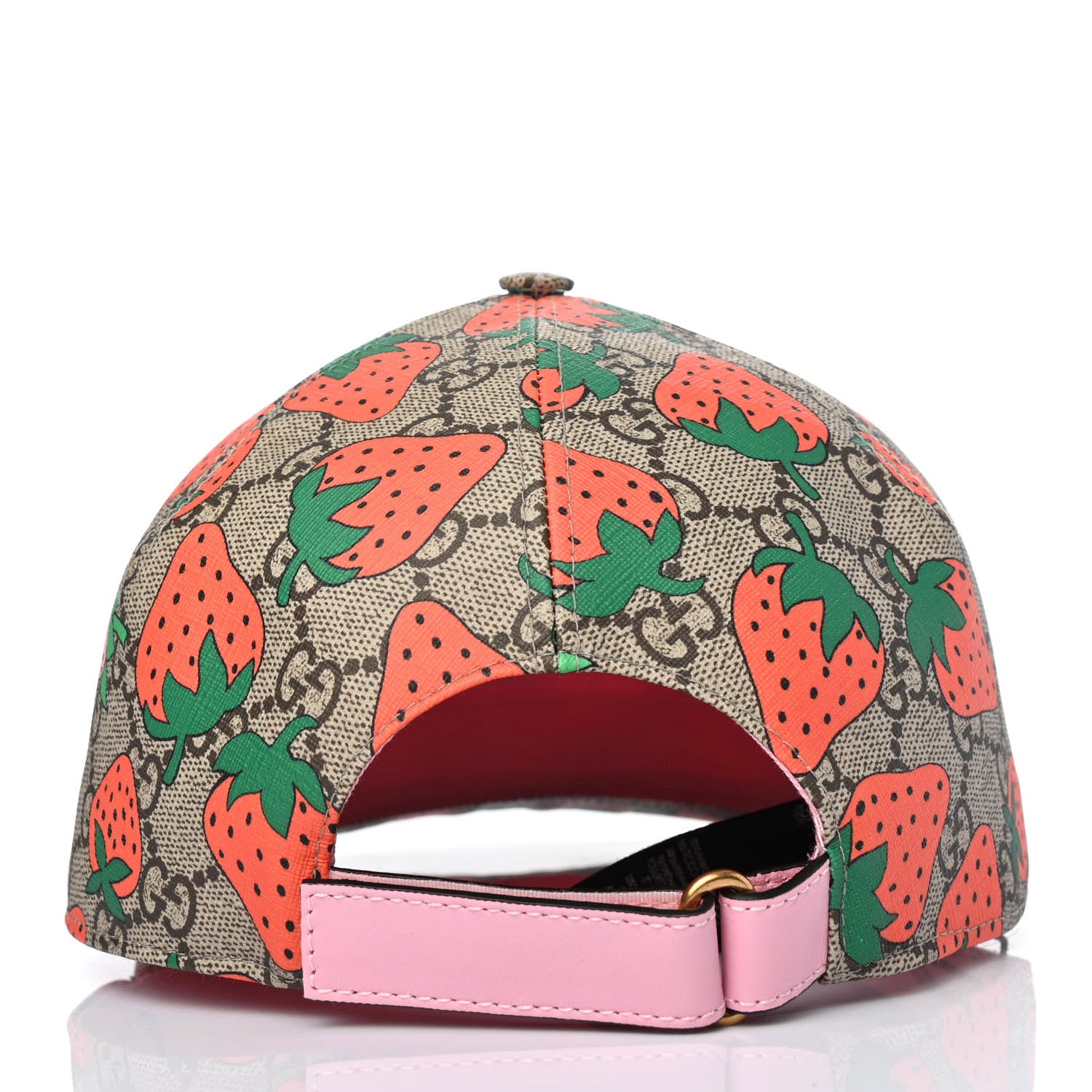 Gucci GG Supreme Monogram Strawberry Baseball Hat XL Beige 3 of 4