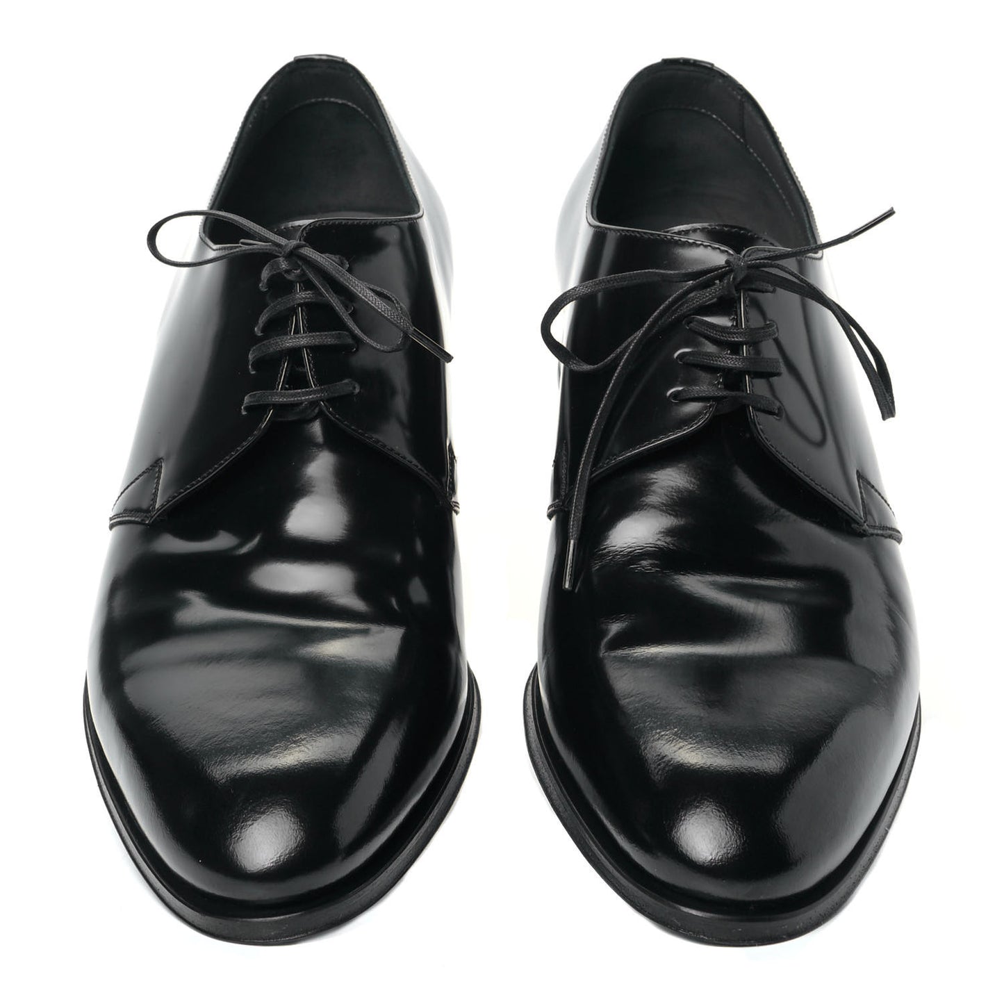 Polished Calfskin Mens Derby Shoe 44 Black