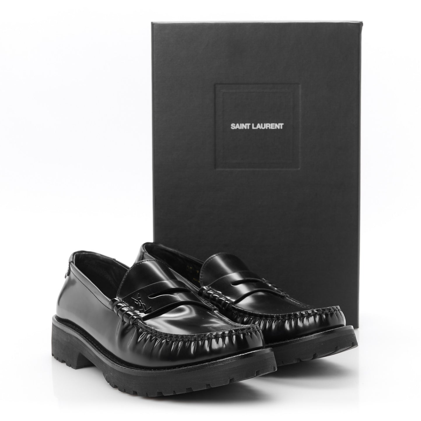 Glazed Calfskin Chunky Le Loafer Penny Slippers 38 Black