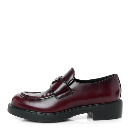 Prada Spazzolato Metal Triangle Logo 50mm Loafers 39.5 Cordovan 1 of 9