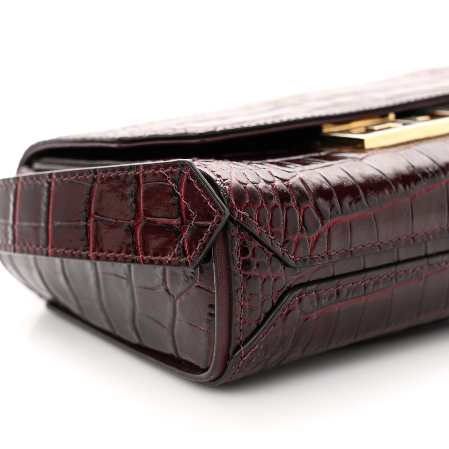 Givenchy Calfskin Crocodile Embossed Eden Mini Top Handle Burgundy 9 of 12