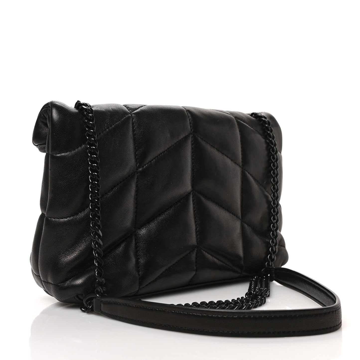 Calfskin Quilted Toy Loulou Puffer Monogram Monochrome Chain Satchel Black