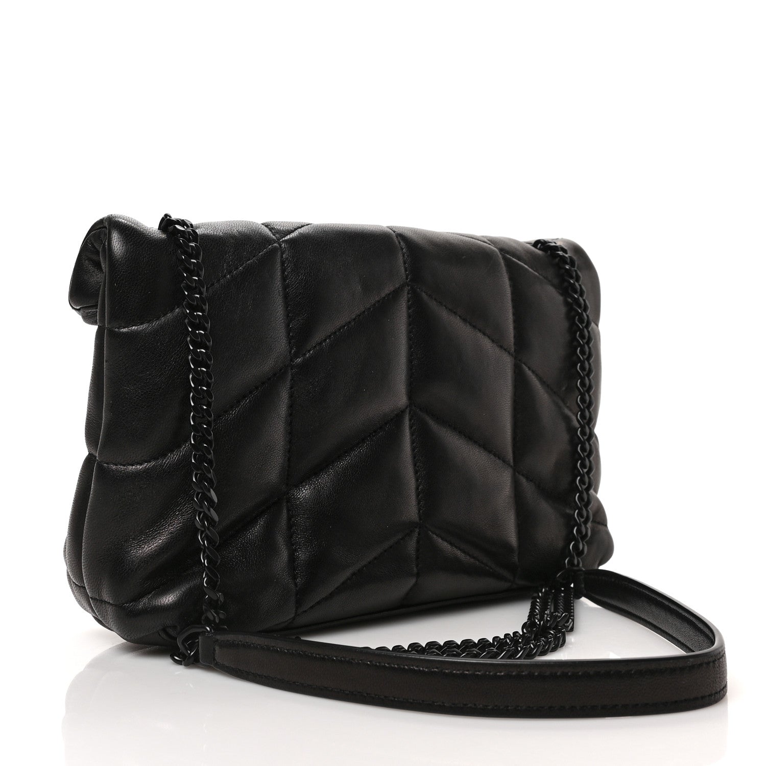 Saint Laurent Calfskin Quilted Toy Loulou Puffer Monogram Monochrome Chain Satchel Black 3 of 8