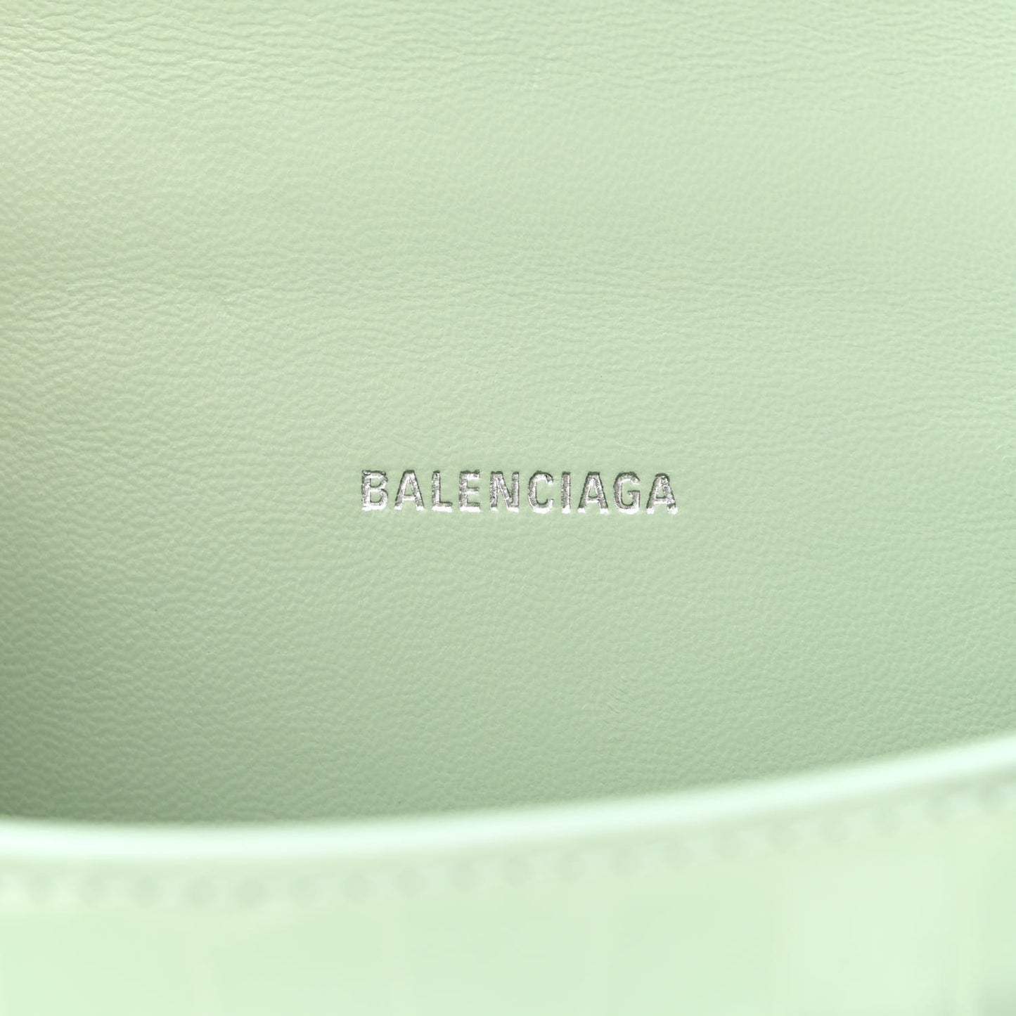 Shiny Calfskin Crocodile Embossed Hourglass Top Handle Bag XS Light Green