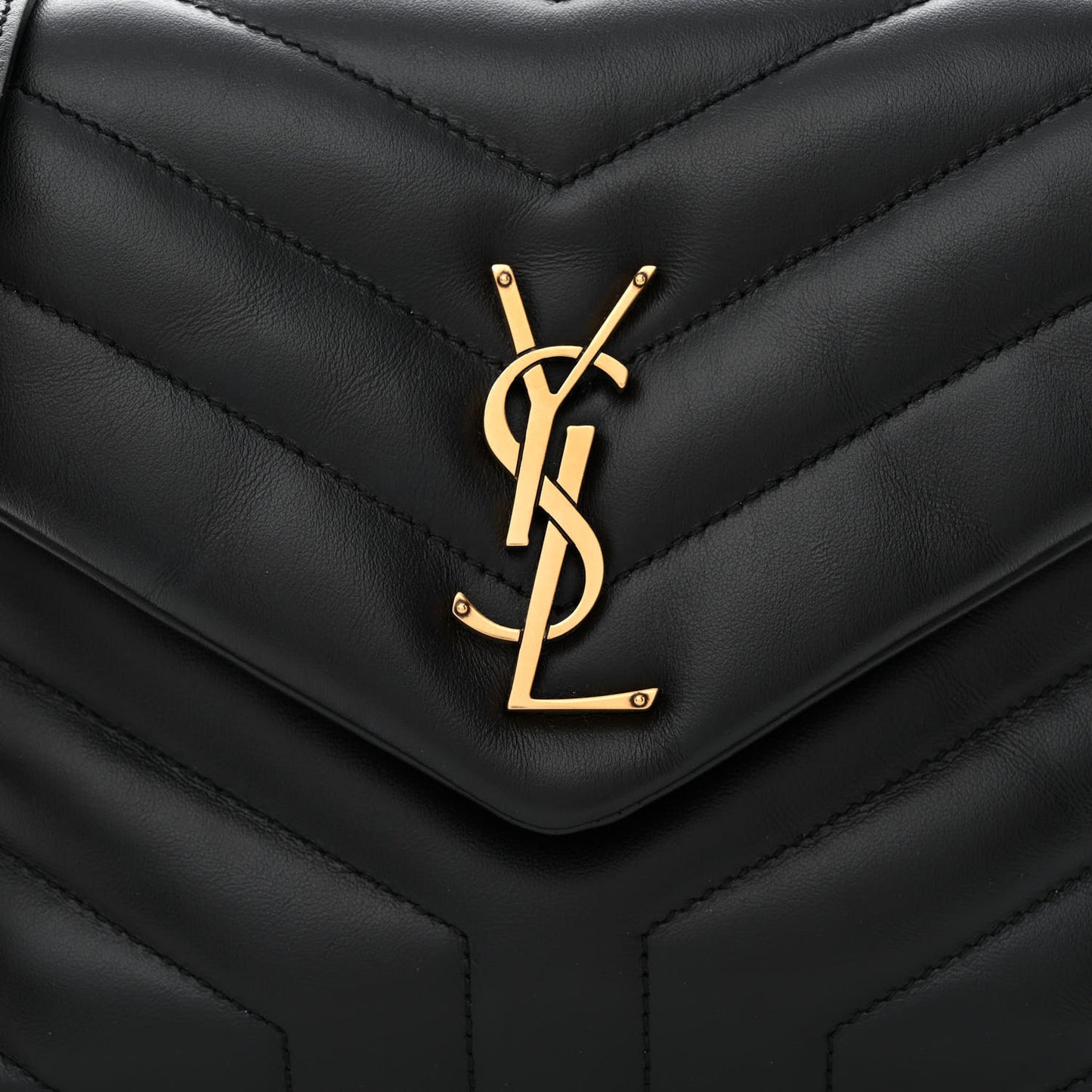 Calfskin Y Quilted Monogram Small Loulou Chain Satchel Black