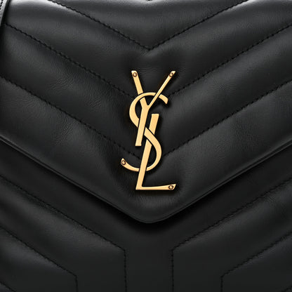 Saint Laurent Calfskin Y Quilted Monogram Small Loulou Chain Satchel Black 8 of 10
