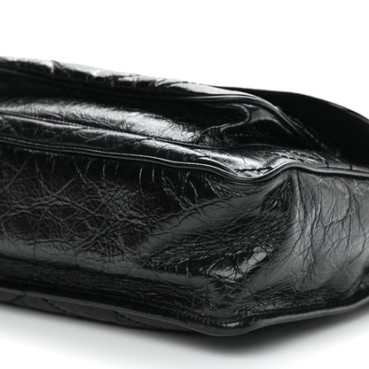 Saint Laurent Crinkled Calfskin Matelasse Monogram Large Niki Chain Satchel Black 10 of 11