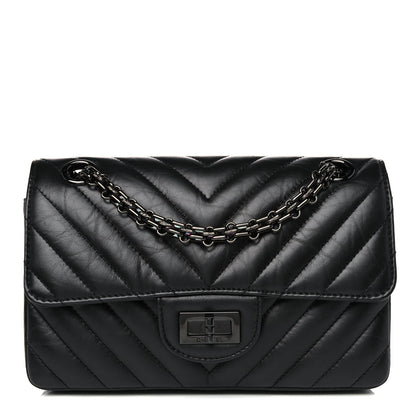 Chanel Aged Calfskin Chevron Quilted 2.55 Reissue Mini Flap So Black 1 of 9