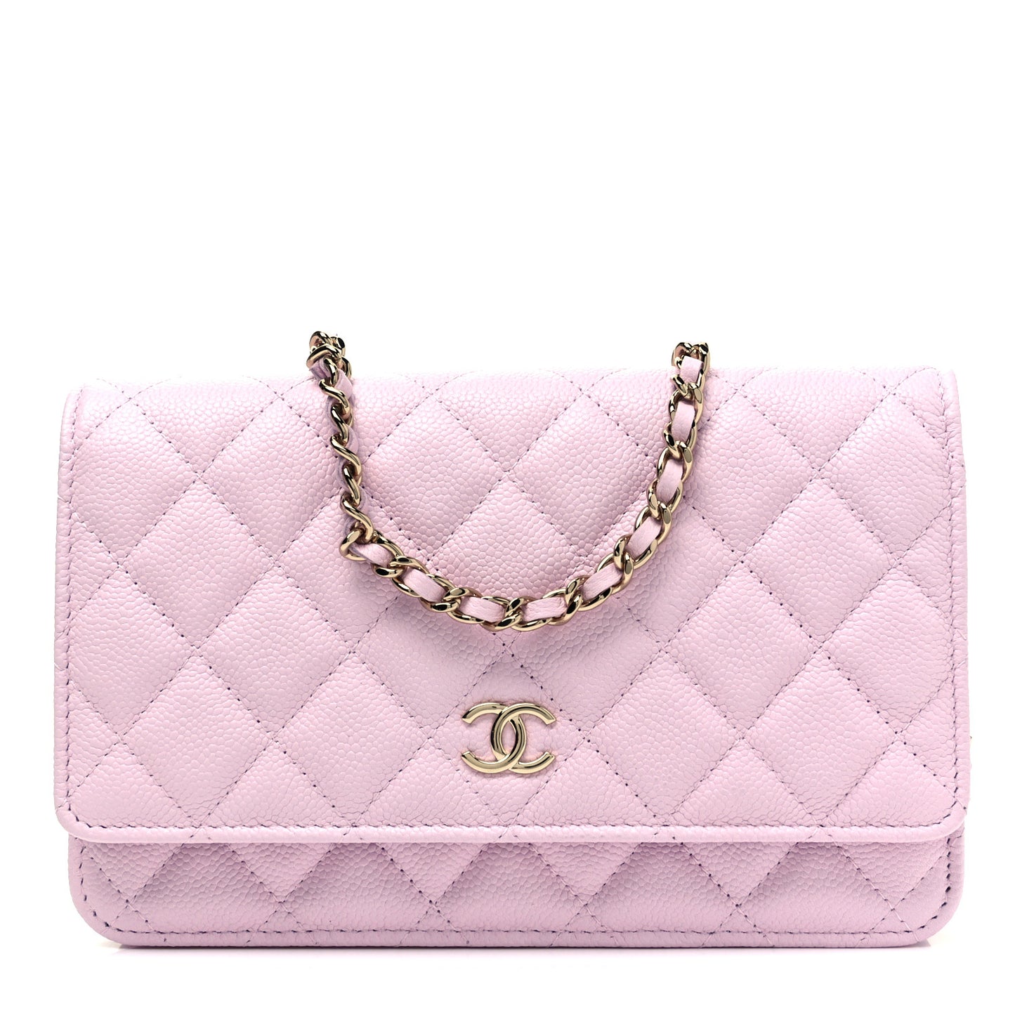 Caviar Quilted Tiny CC Wallet On Chain WOC Light Pink