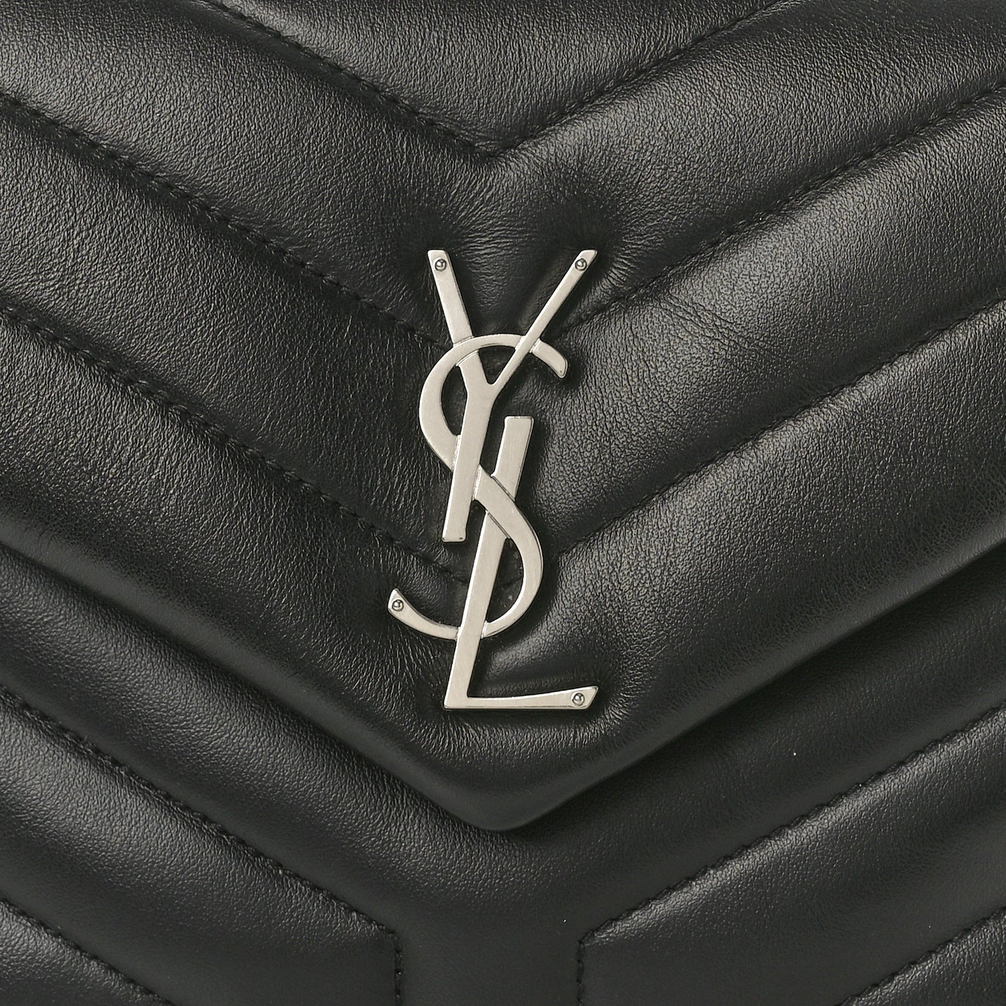 Calfskin Y Quilted Monogram Small Loulou Chain Satchel Black