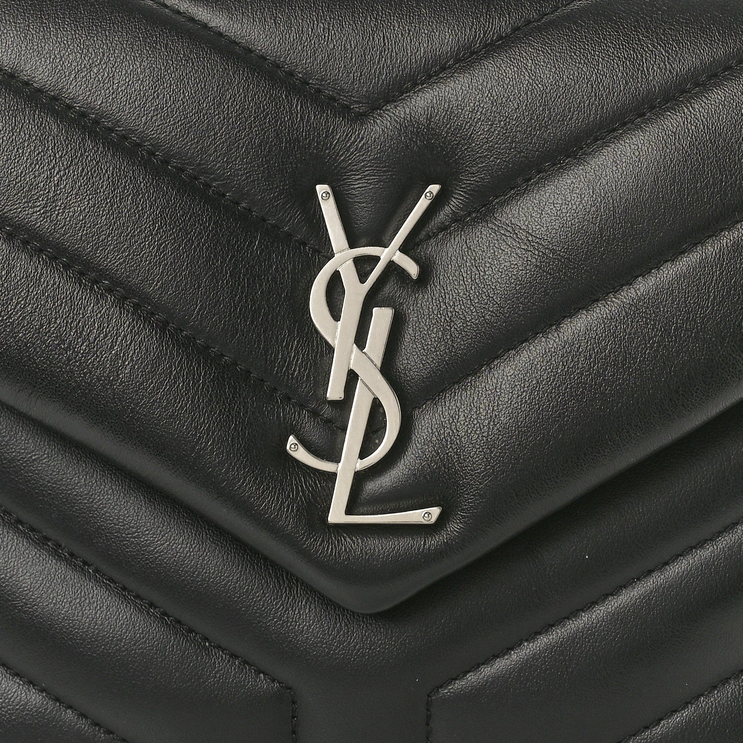 Saint Laurent Calfskin Y Quilted Monogram Small Loulou Chain Satchel Black 7 of 10