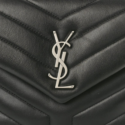 Saint Laurent Calfskin Y Quilted Monogram Small Loulou Chain Satchel Black 7 of 10