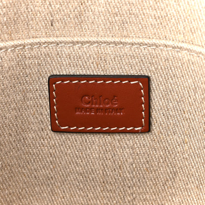 Chloe Linen Calfskin Medium Woody Ribbon Tote White Brown 6 of 10