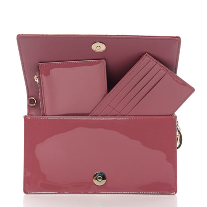 Christian Dior Patent Cannage Lady Dior Clutch Mallow Rose 8 of 10