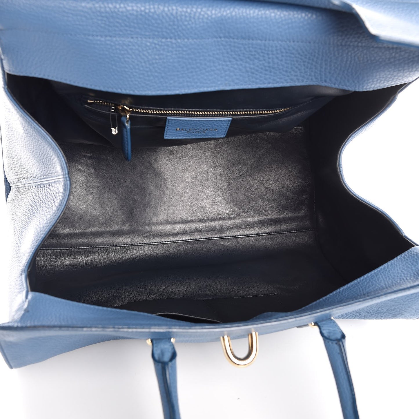Grained Calfskin L Tube Round Tote Blue