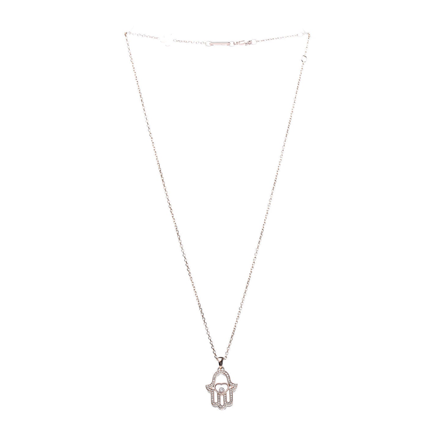 18K Rose Gold Diamond Happy Diamonds Hamsa Pendant Necklace