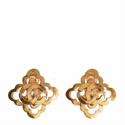 Chanel CC Cross Clip On Earrings Gold 1 of 4