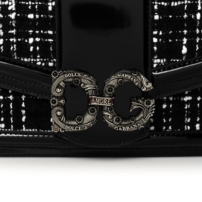Dolce & Gabbana Polished Calfskin Tweed DG Amore Envelope Bag Black 8 of 16