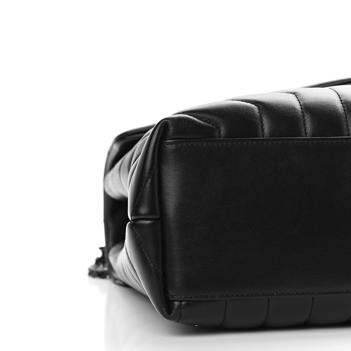 Calfskin Y Quilted Monogram Medium Loulou Chain Satchel Black
