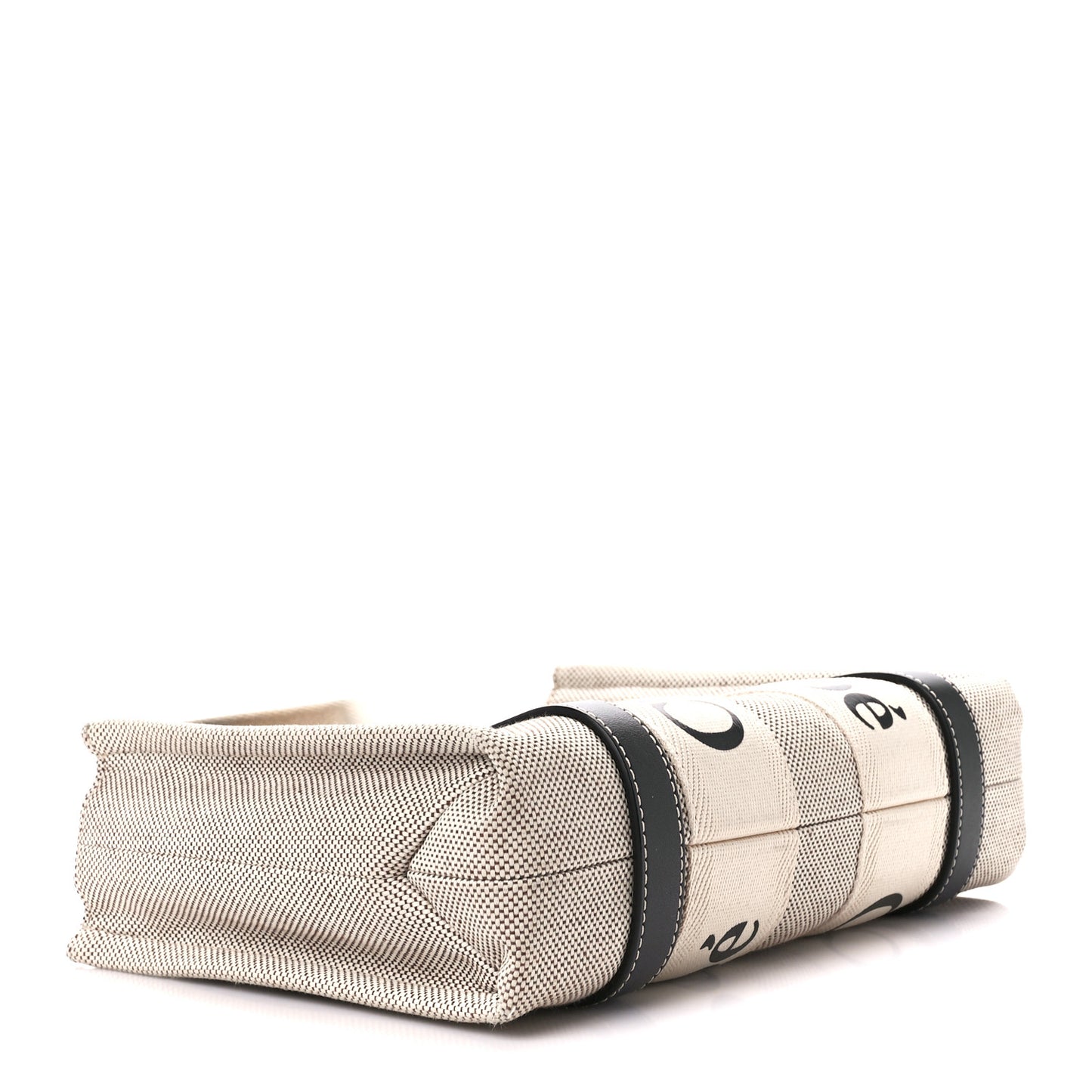 Cotton Calfskin Small Woody Ribbon Tote With Strap White Navy