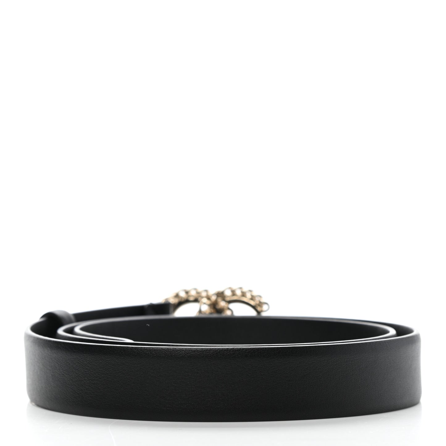 Calfskin Crystal CC Chain Belt 85 34 Black