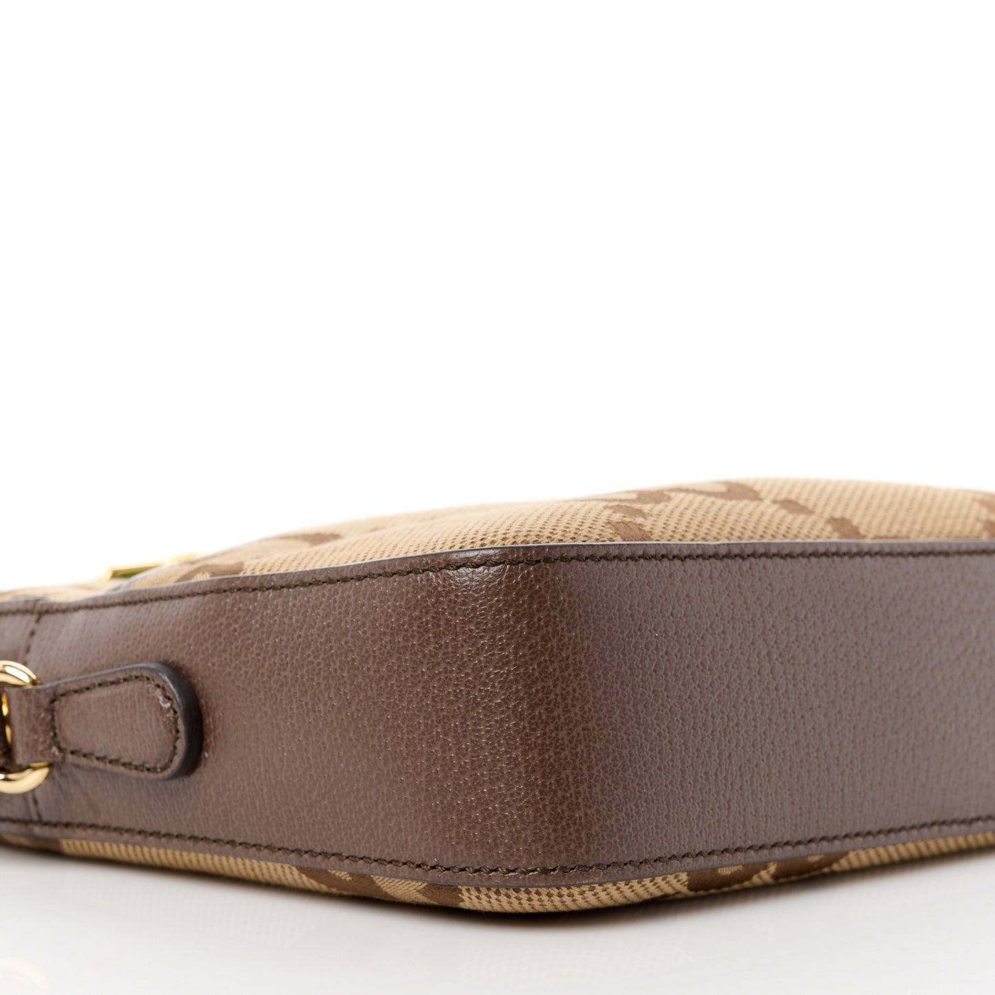Monogram Jumbo GG Textured Dollar Calfskin Web Messenger Shoulder Bag Camel Ebony New Acero