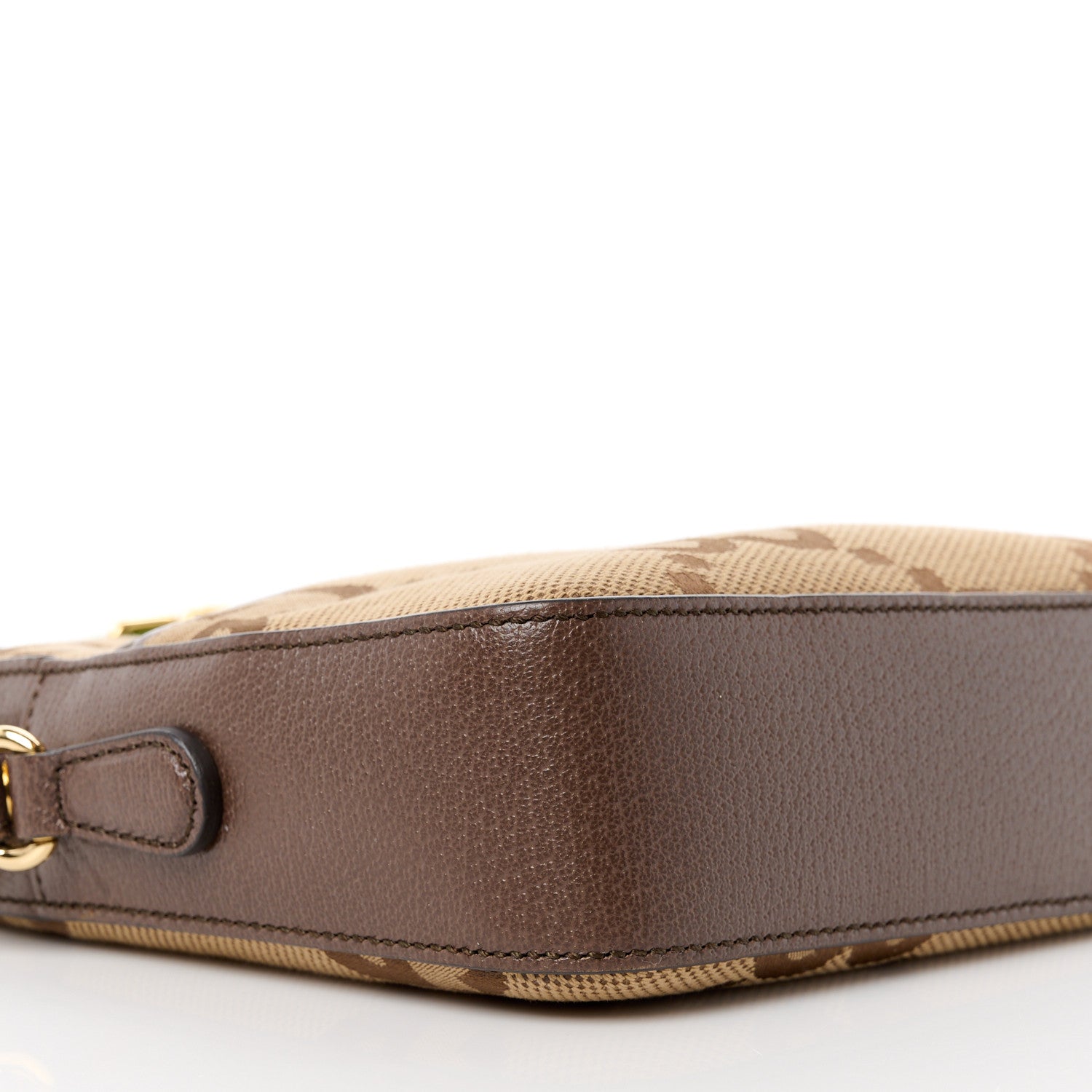Gucci Monogram Jumbo GG Textured Dollar Calfskin Web Messenger Shoulder Bag Camel Ebony New Acero 9 of 11