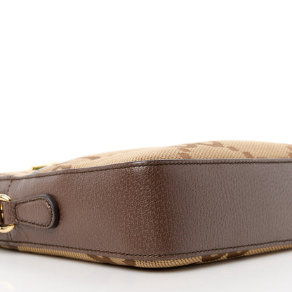 Gucci Monogram Jumbo GG Textured Dollar Calfskin Web Messenger Shoulder Bag Camel Ebony New Acero 9 of 11