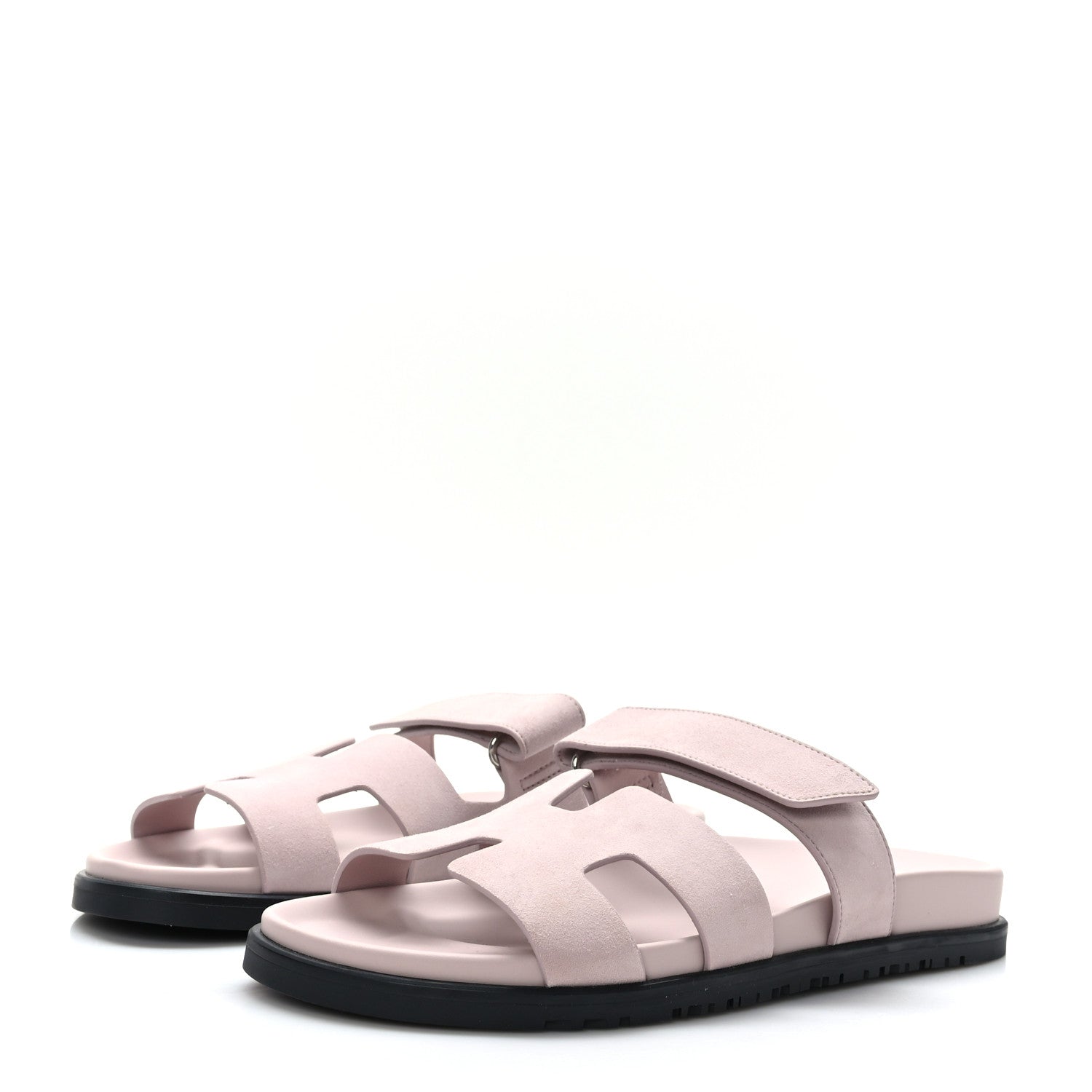 Hermes Suede Goatskin Womens Chypre Sandals 40 Rose Porcelaine 3 of 8