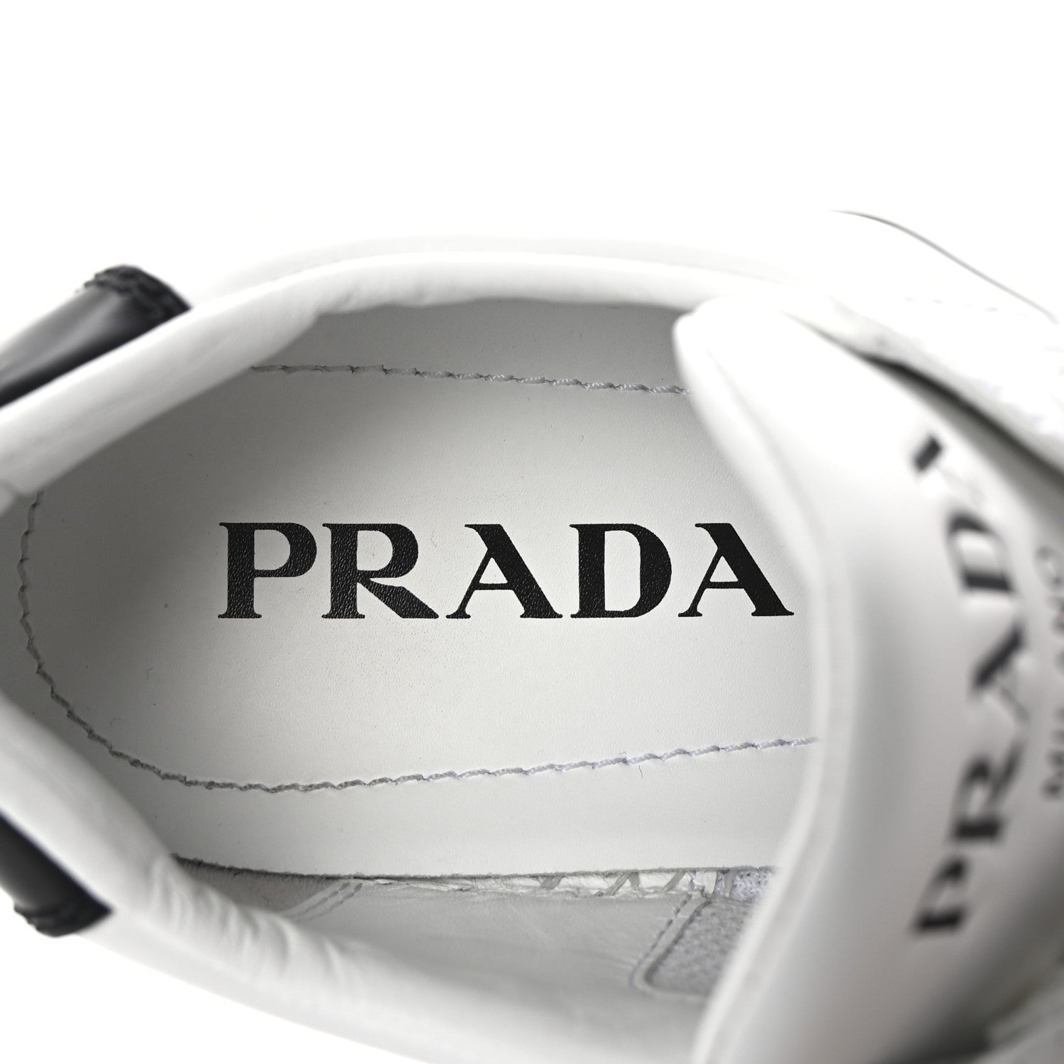 Prada Vitello Rois Triangle Womens Downtown Low Top 30mm Sneakers 36 White Black 8 of 10