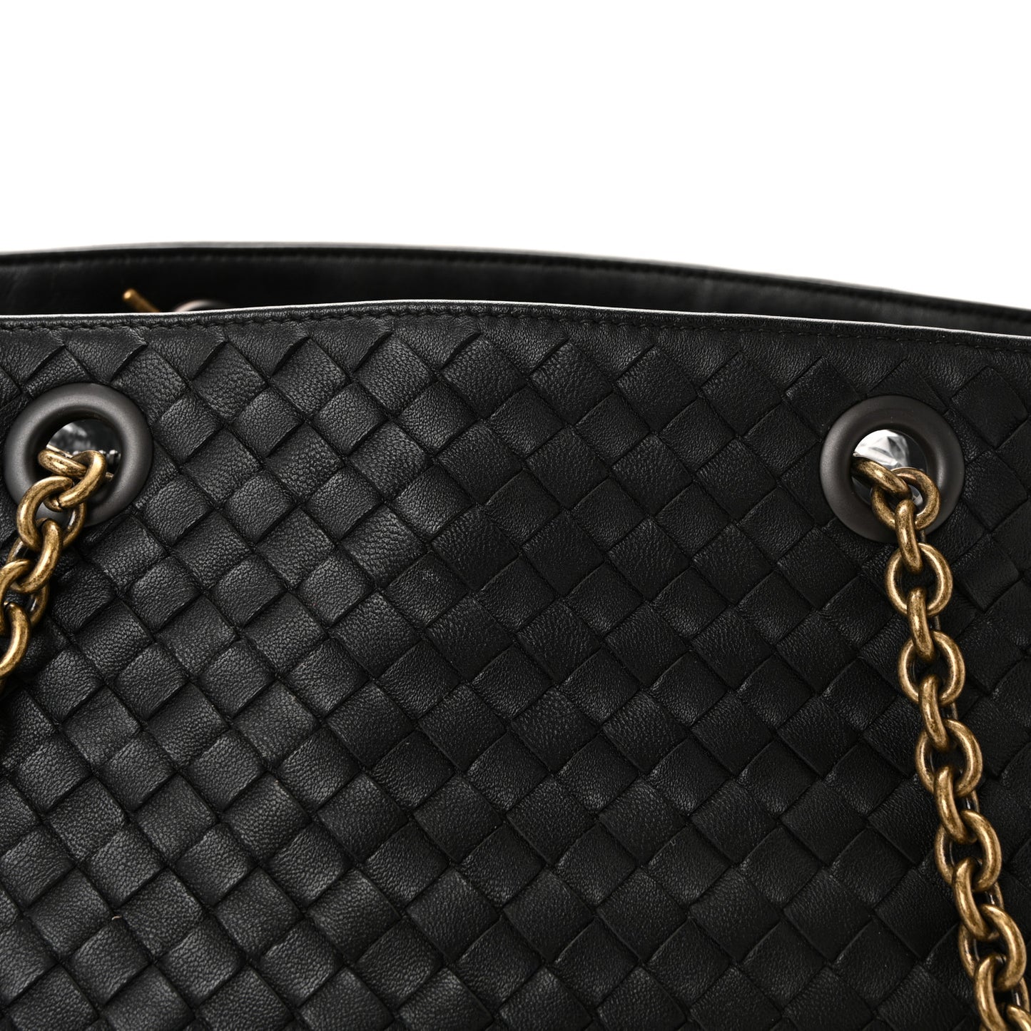 Nappa Intrecciato Medium Classic Chain Strap Tote Black