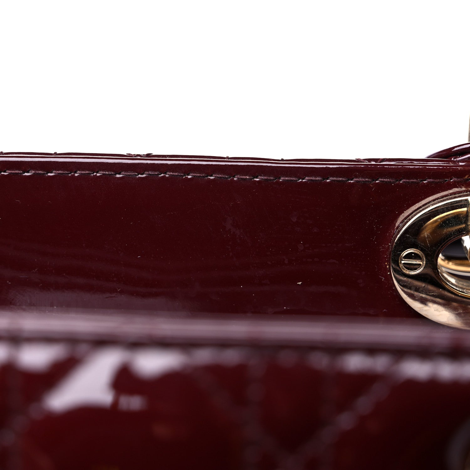 Christian Dior Patent Cannage Large Lady Dior Burgundy 10 of 12