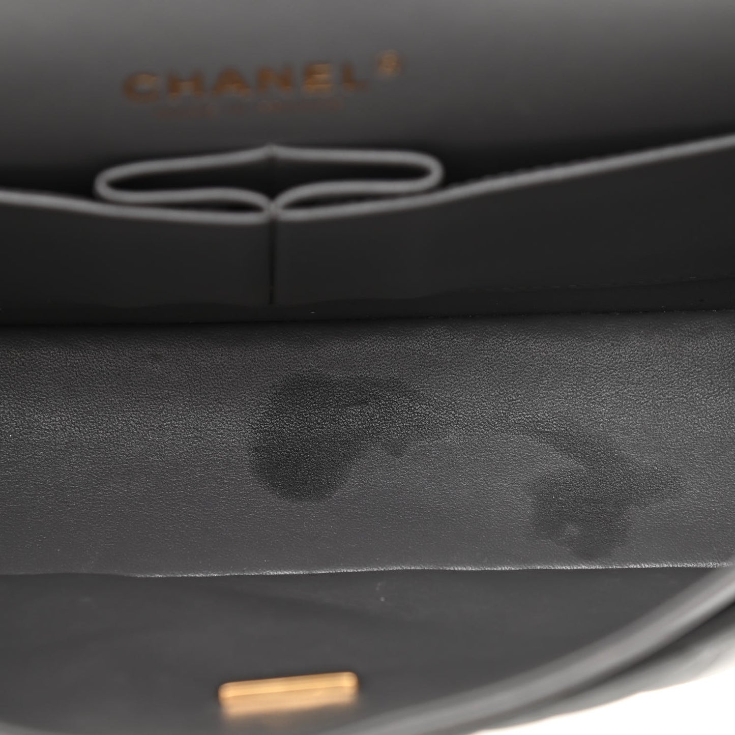 Lambskin Quilted Medium Double Flap Dark Grey