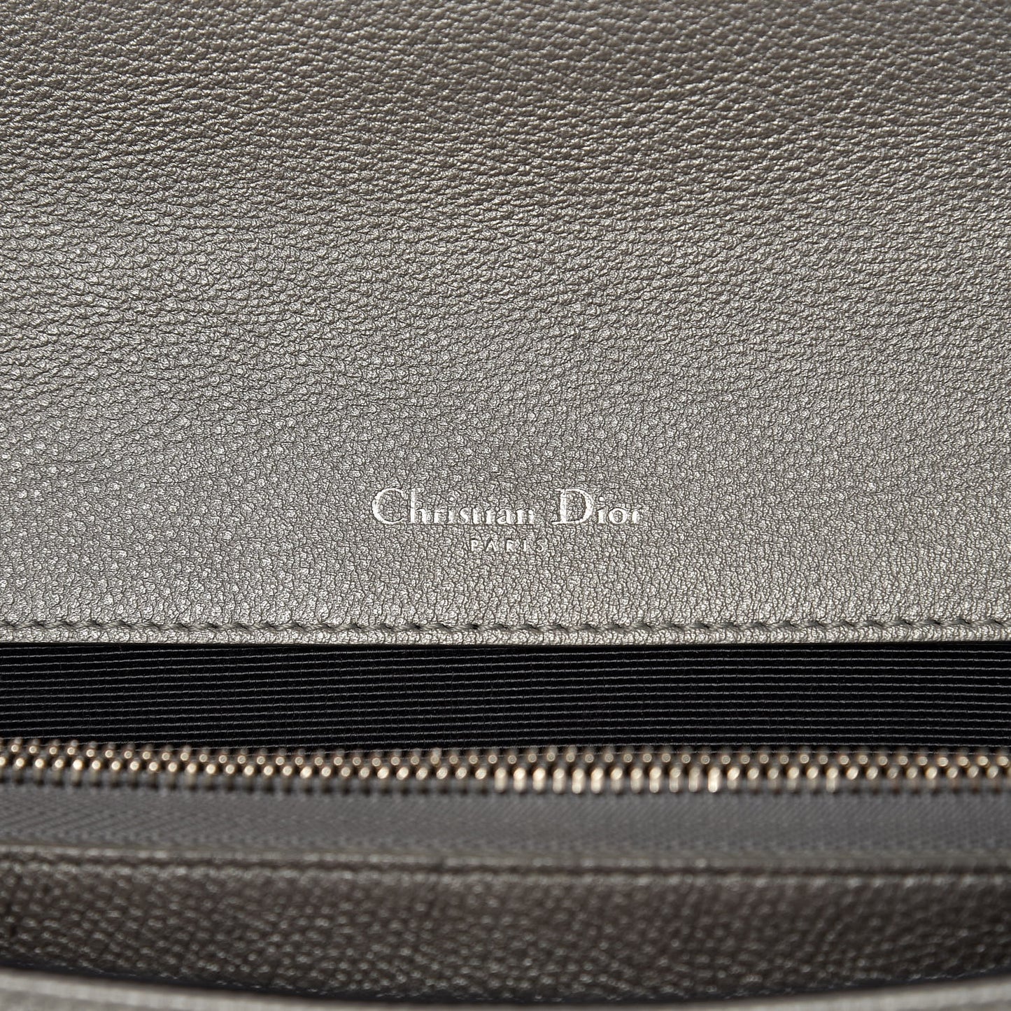 Metallic Grained Calfskin Diorama Satchel Silver