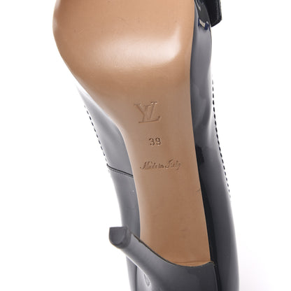 Louis Vuitton Monogram Patent Idylle Buci Open Toe Pumps 39 Black Encre 6 of 9