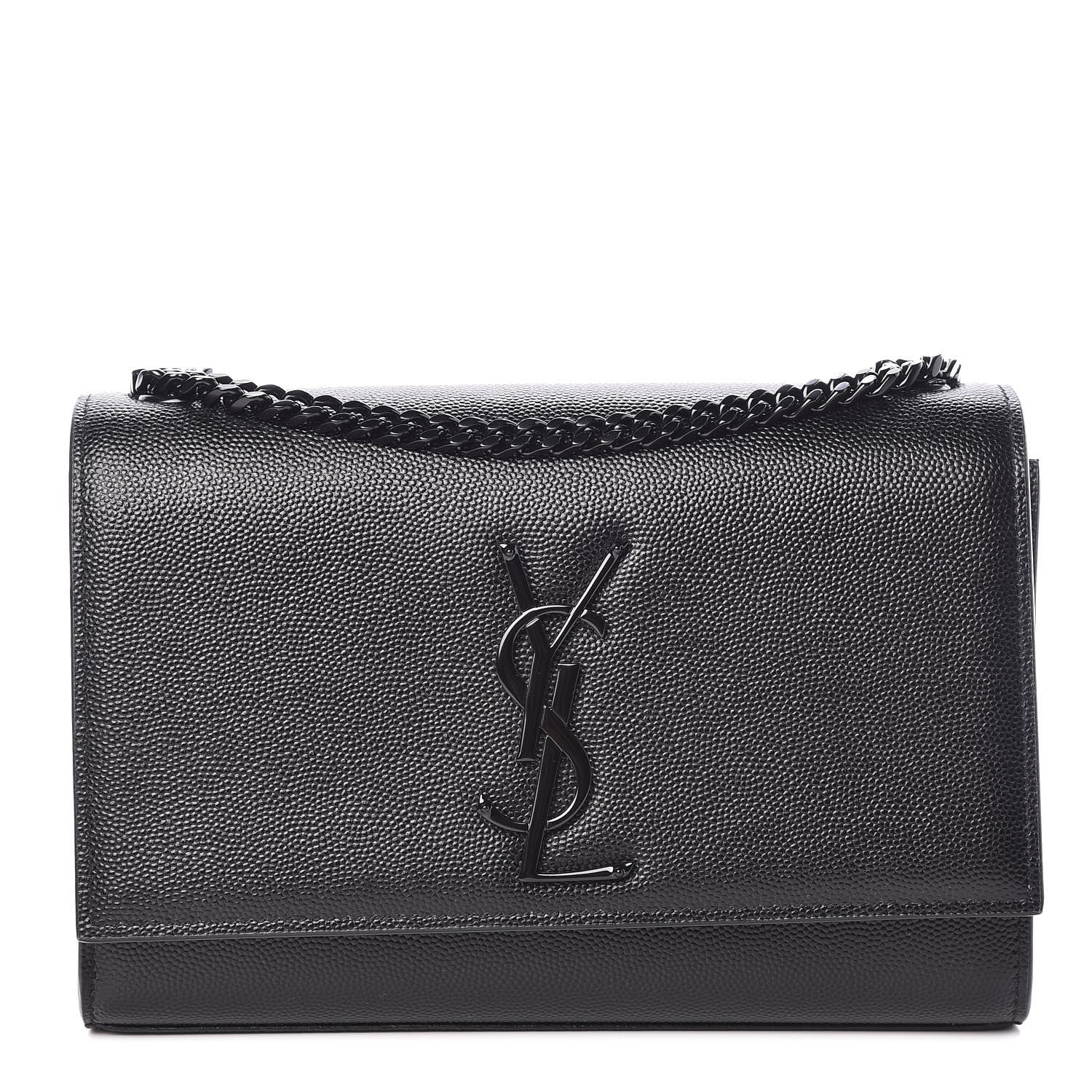 Saint Laurent Grain De Poudre Small Monogram Kate Satchel Black 1 of 9
