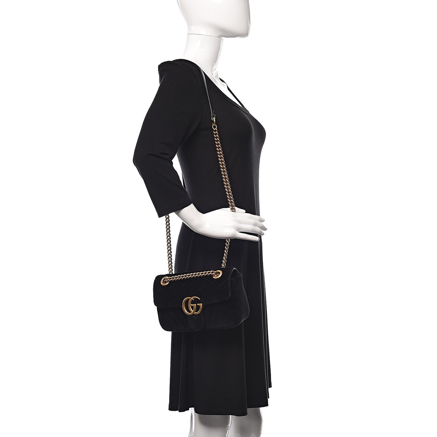 Velvet Matelasse Mini GG Marmont Shoulder Bag Black