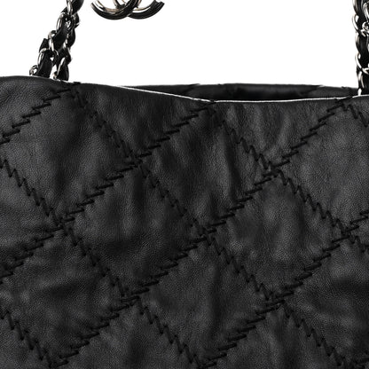 Chanel Lambskin Stitched Shopper Tote Black 9 of 13