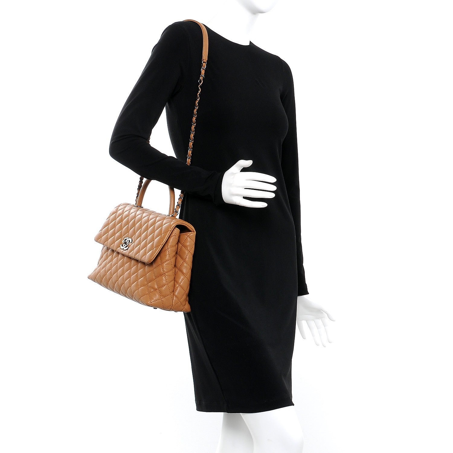 Chanel Caviar Quilted Medium Coco Handle Flap Camel 2 of 8