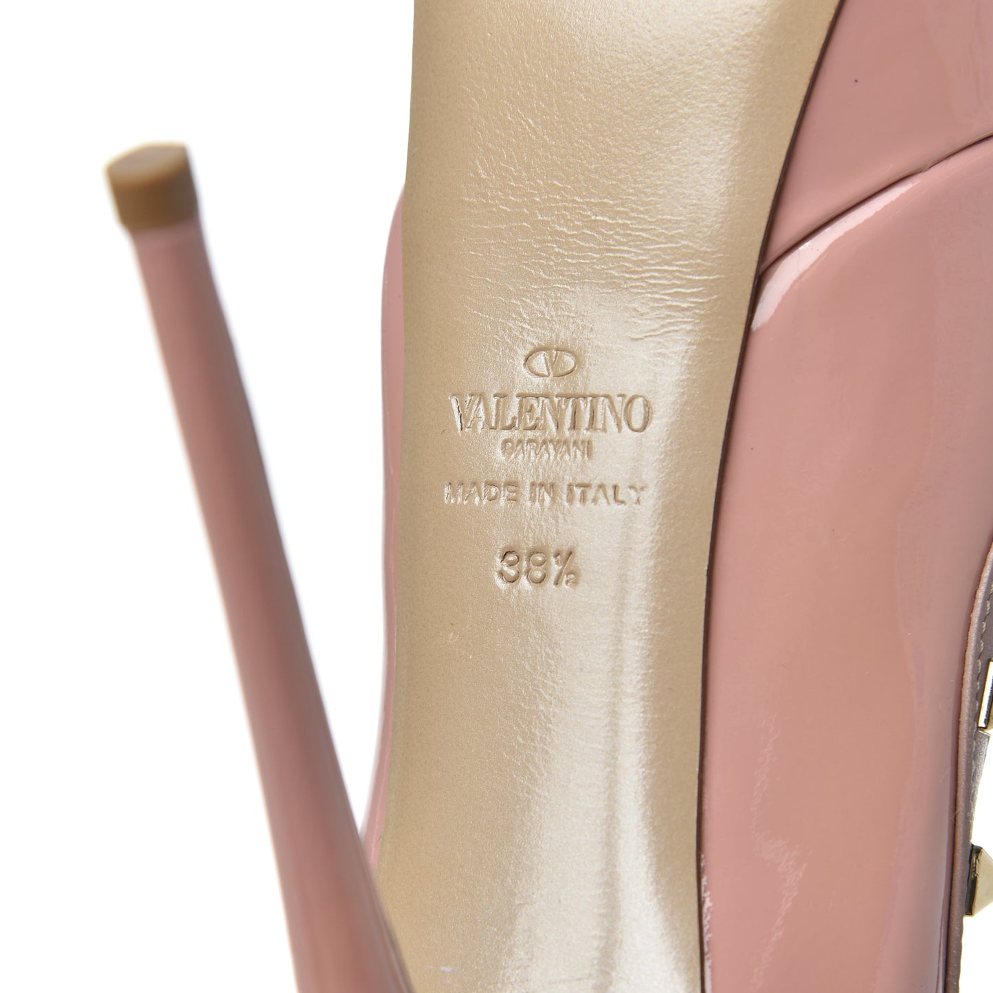 Patent Rockstud Peep Toe Platform Pumps 38.5 Pop Gardenia Poudre
