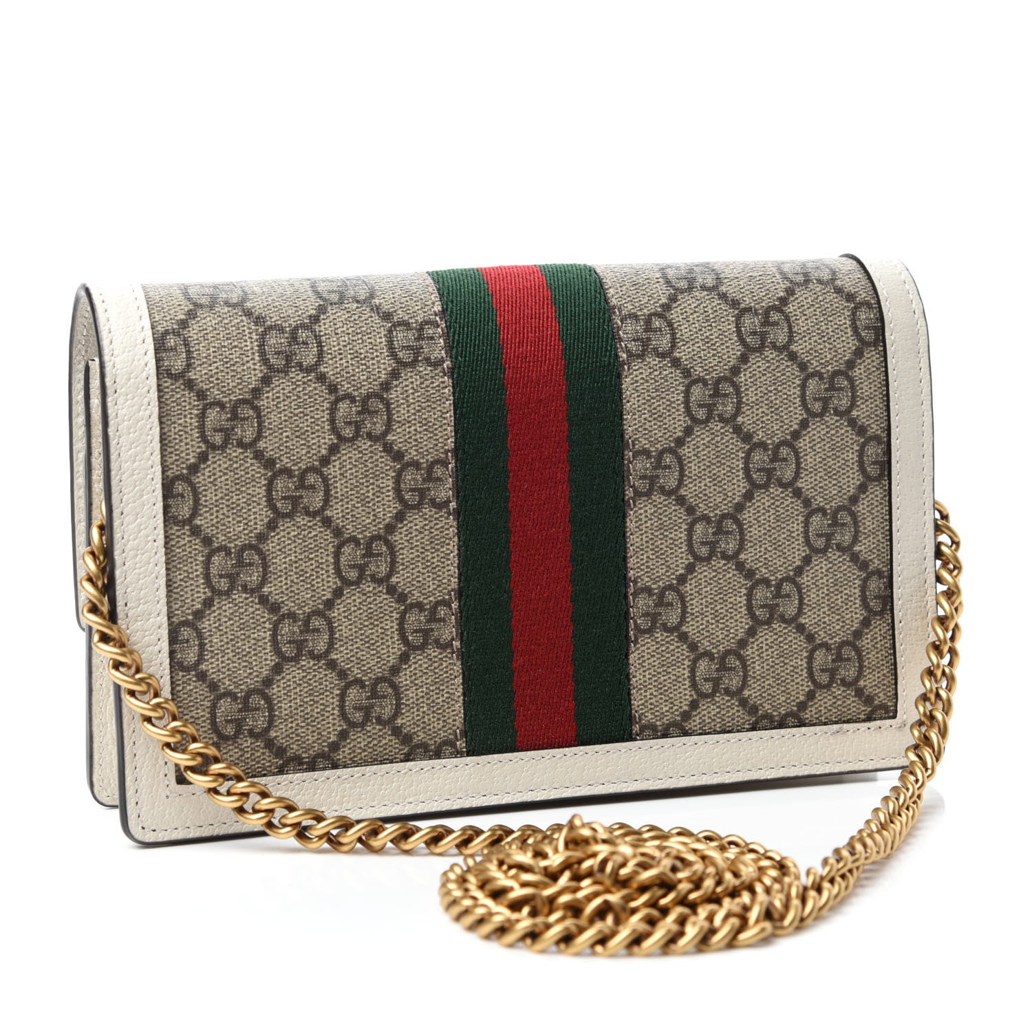 Gucci GG Supreme Monogram Web Queen Margaret Chain Wallet White 3 of 10
