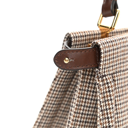 Fendi Wool Fabric Jacquard Cuoio Small Houndstooth FF 1974 Petite Peekaboo I SEE U Satchel Beige Tobacco Moro 10 of 10